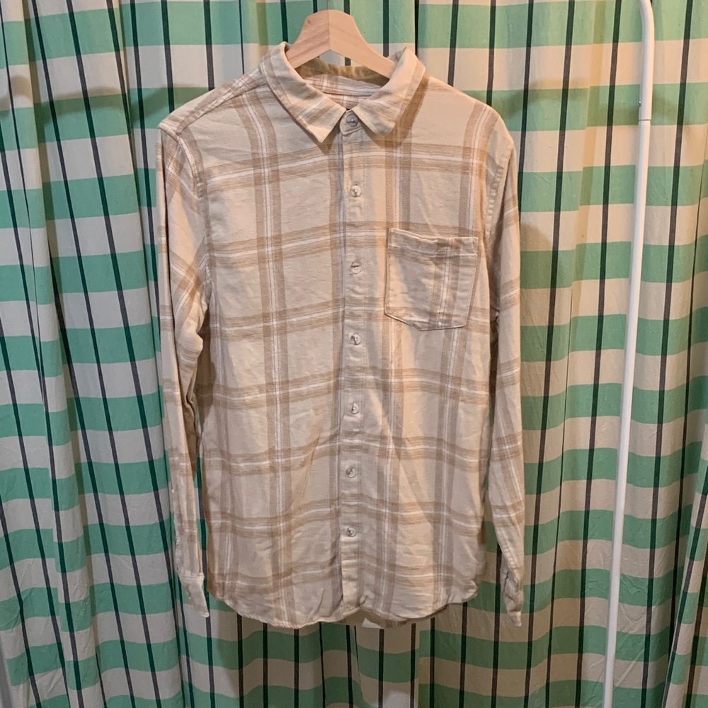 PacSun Beige and White Plaid Casual Shirt